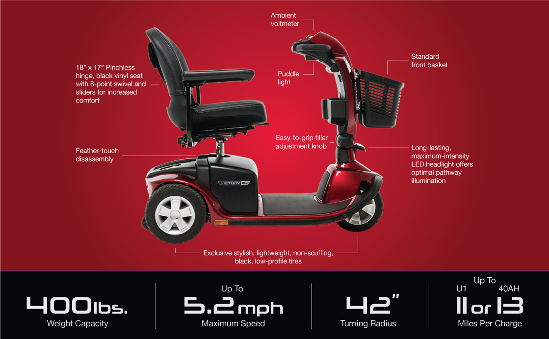 victory 10.2 3 wheel scooter specifications image